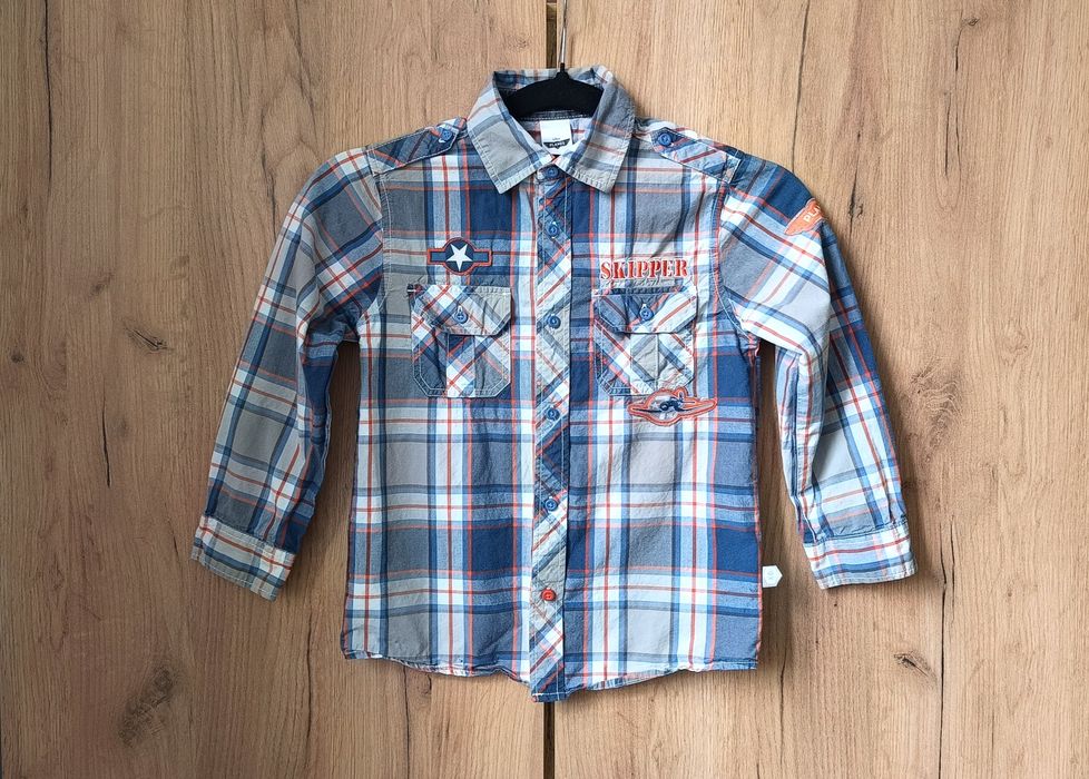 Koszula w kratę dla chłopca, bawełniana,C&A, Disney Samoloty, 122