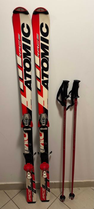 Narty ATOMIC RACE 8 150 cm + kije ELAN 110 cm