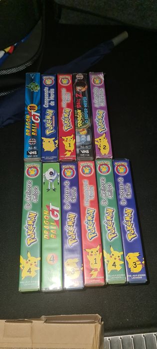 Lote 11 vhs pokemon e dragon ball