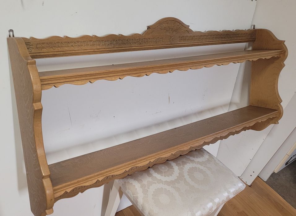 Duża półka dębowa 125 cm rzeźbiona drewniana kuchenna