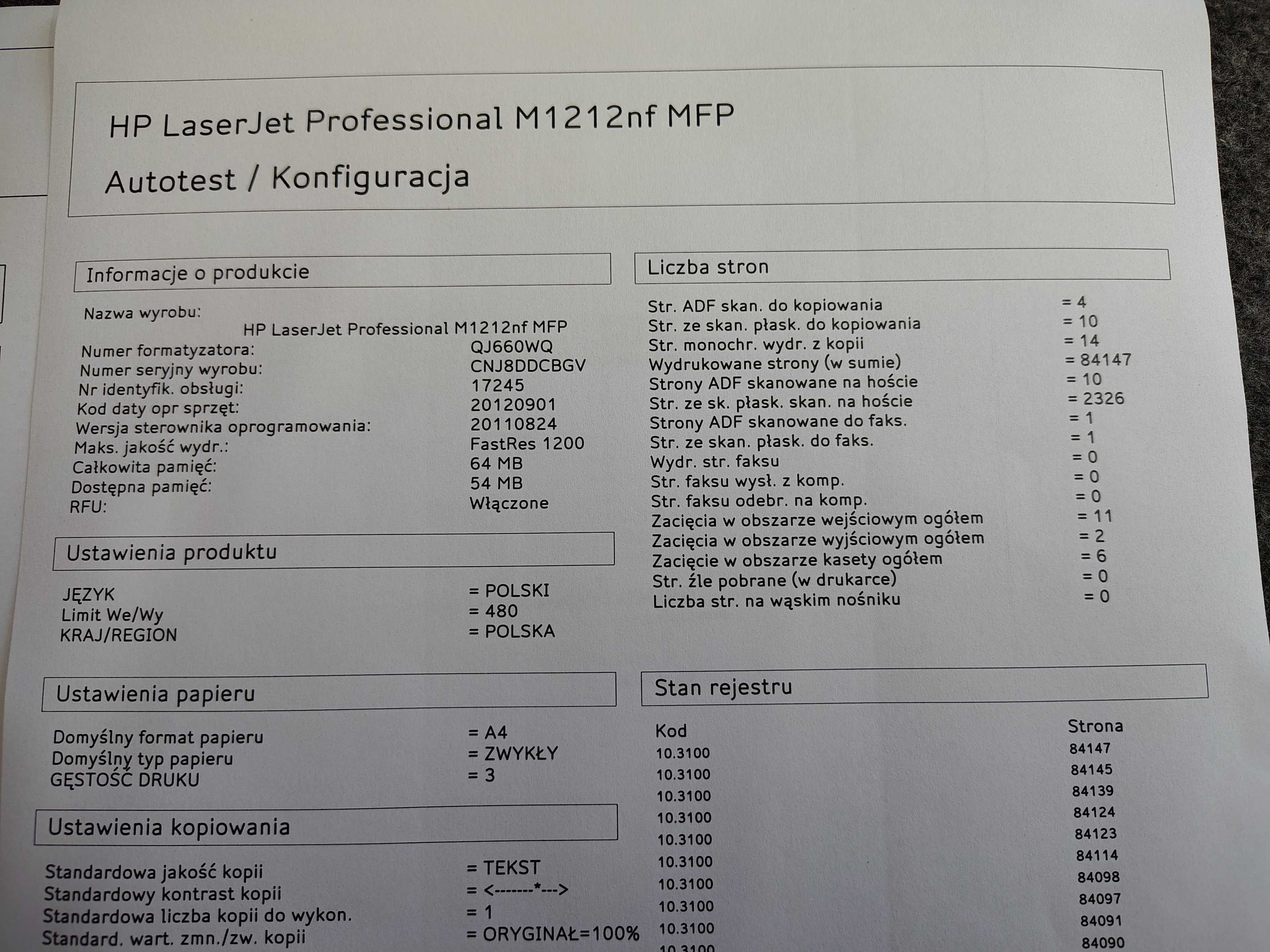 HP Laserjet M1212nf drukarka ksero skan fax toner kable.