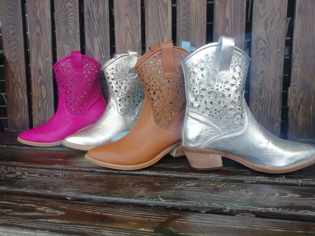 Eleganckie botki kowbojki skóra naturalna kolory