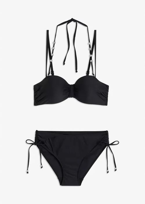 B.P.C bikini czarne ze srebrnymi koralikami z figami r.42(80B)