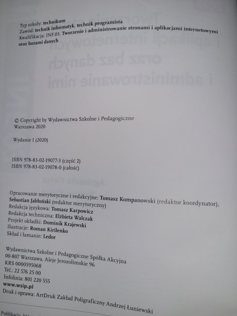 Tworzenie stron I aplikacji internetowych oraz baz danych INF.03 cz.2