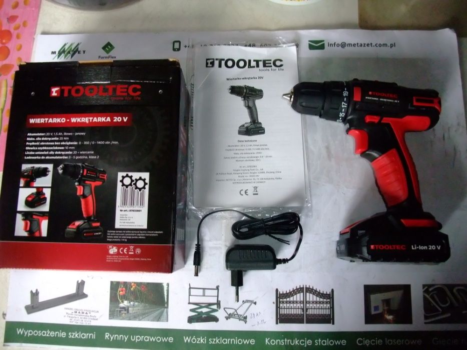 Wiertarko-wkrętarka Tooltec 20V,aku Li-jon1,5Ah
