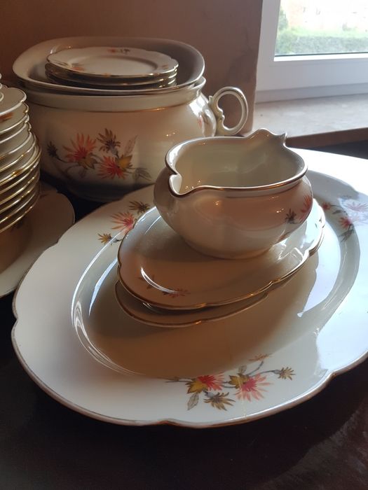 Giesche zestaw obiadowy 6 osób serwis kwiaty slask polska porcelana 30