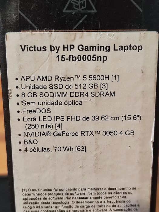 Portátil HP VICTUS 15.6" Ryzen 5 RTX 3050