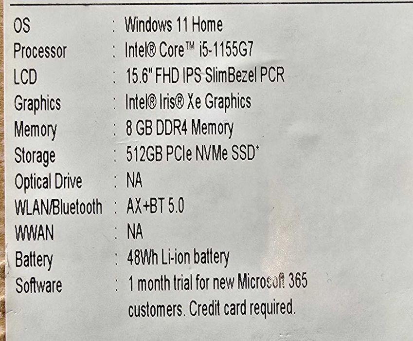 Acer Aspire Vero Core i5-1155G7 | 15,6''-FHD| 8GB | 512GB | Win 11