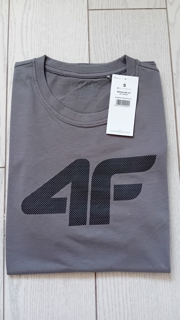 Nowy! T-shirt 4F męski S ciemnoszary z dużym logiem