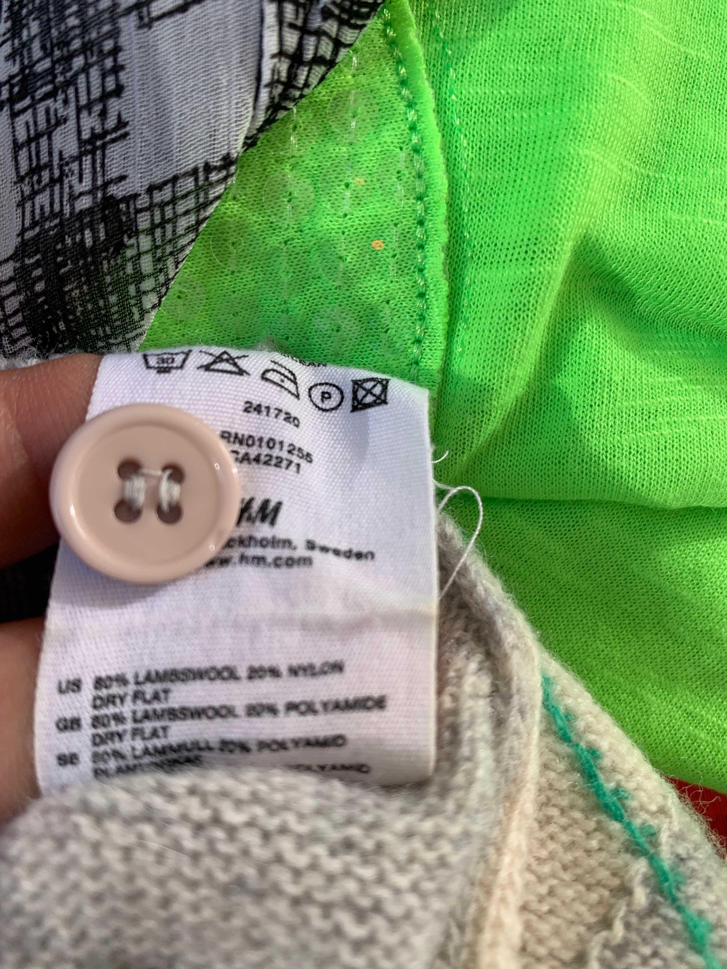Nowy sweter z wełny w romby , H&M, rozm L
