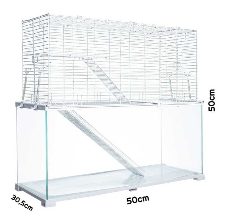 Terrarium NOWA szklana klatka piętrowa dla gryzoni 50x30x50cm