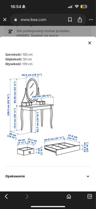 Toaletka Ikea Hemnes