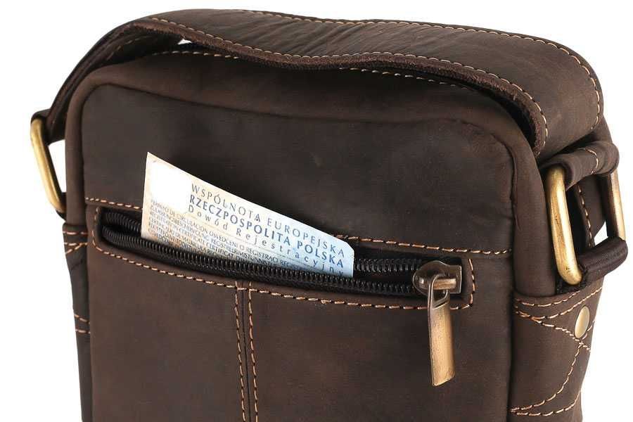 Listonoszka Męska ALWAYS WILD Torba Mała SKÓRZANA na Ramię Brąz SKÓRA