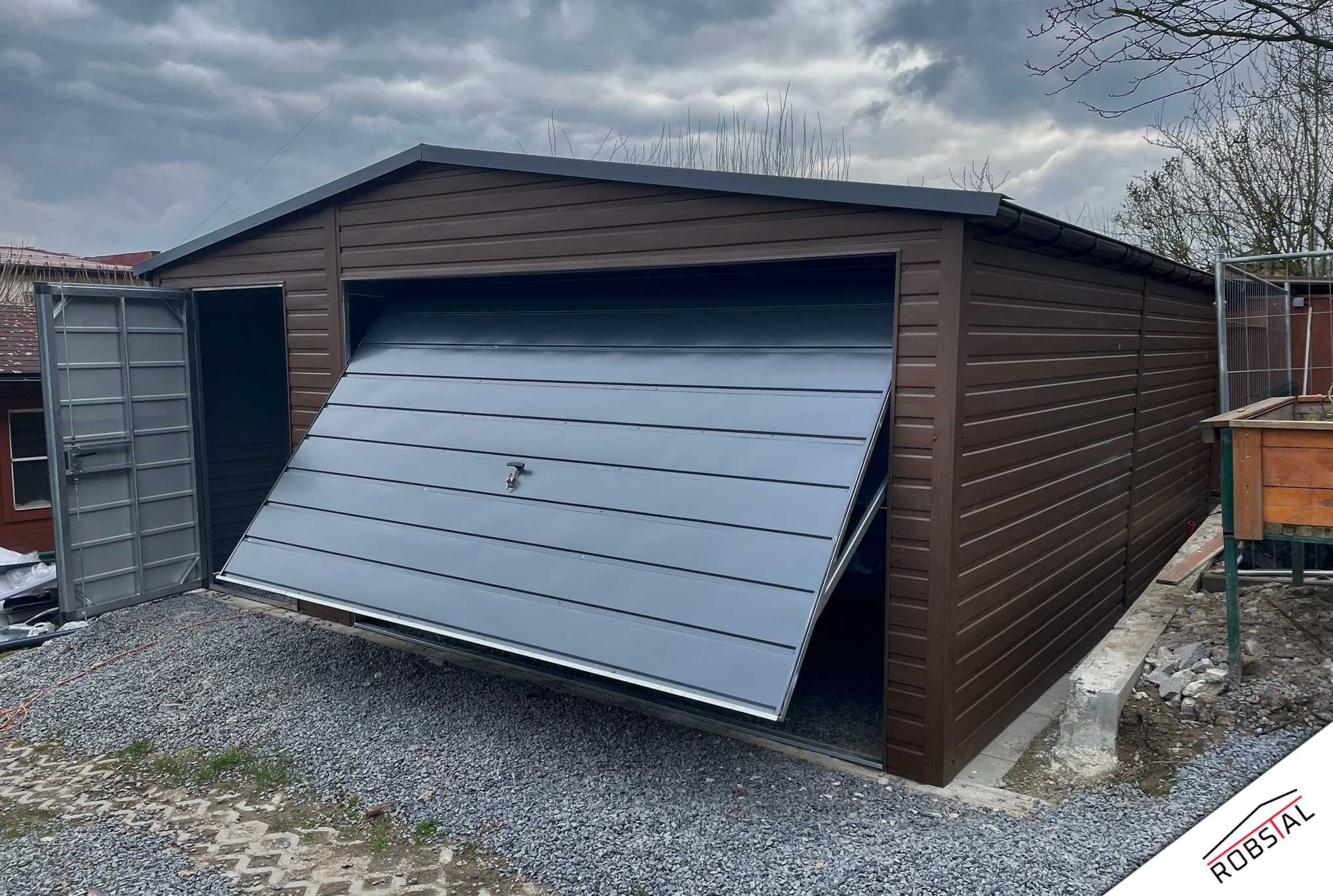 Garaż Blaszany 5x6, 6x5, 6x6, 5x7 drewnopodobny brama uchylna