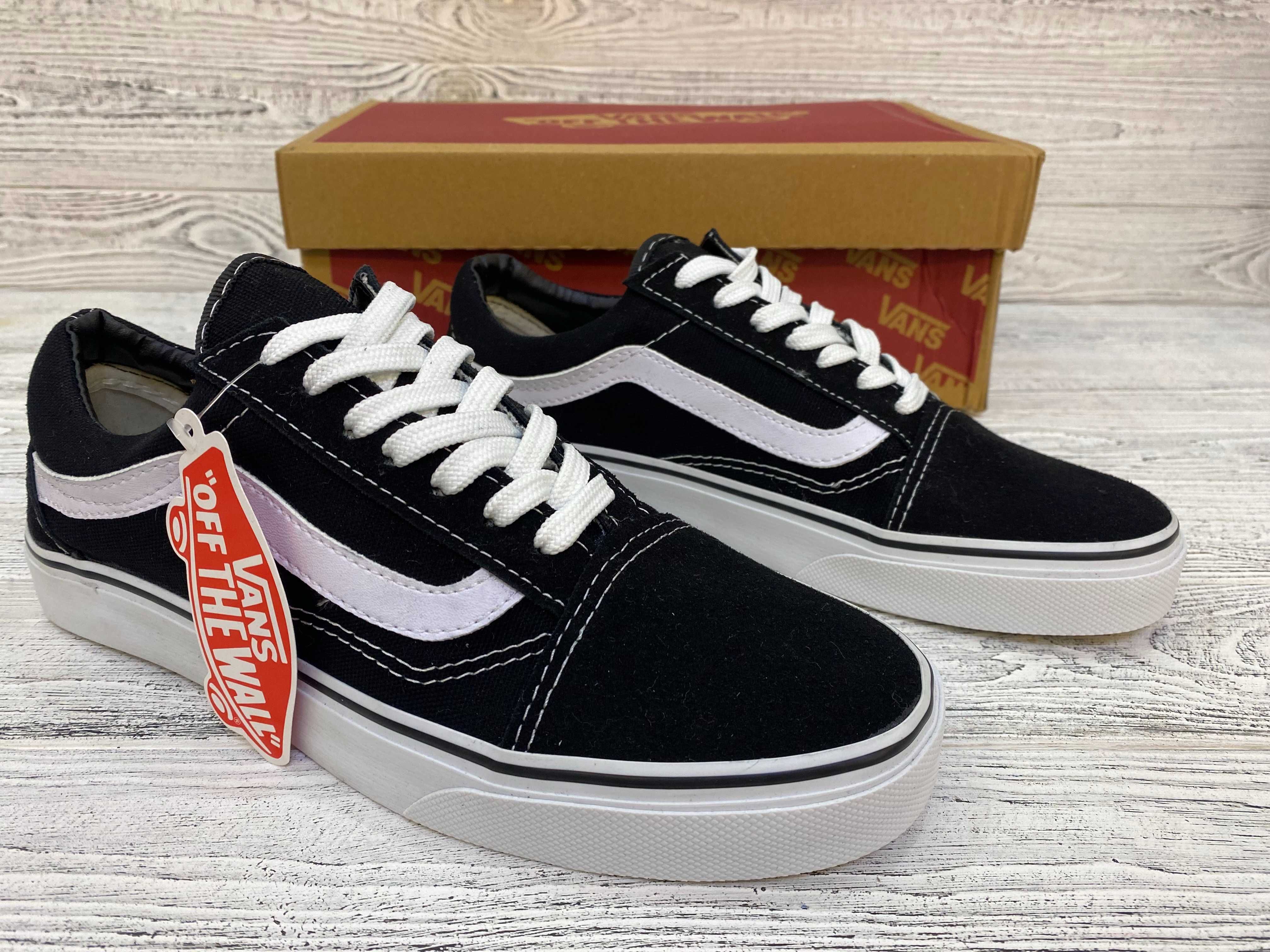 Кеди для самокату розмір 40-45 Vans Old Skool Ванс Олд Скул чорно-білі