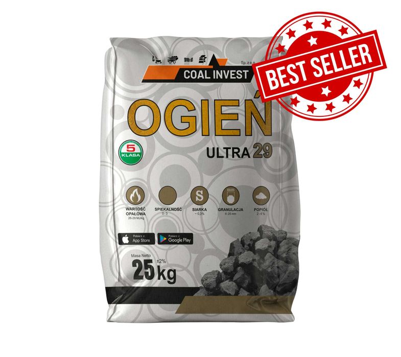 Ekogroszek Ultra 29MJ , tylko 2% popiołu