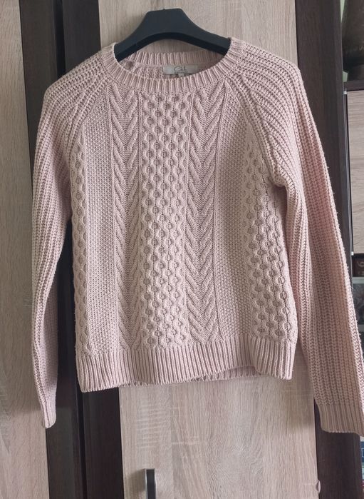 Sweter, pudrowy róż, damski, rozmiar M, firma C&A, 100% akryl