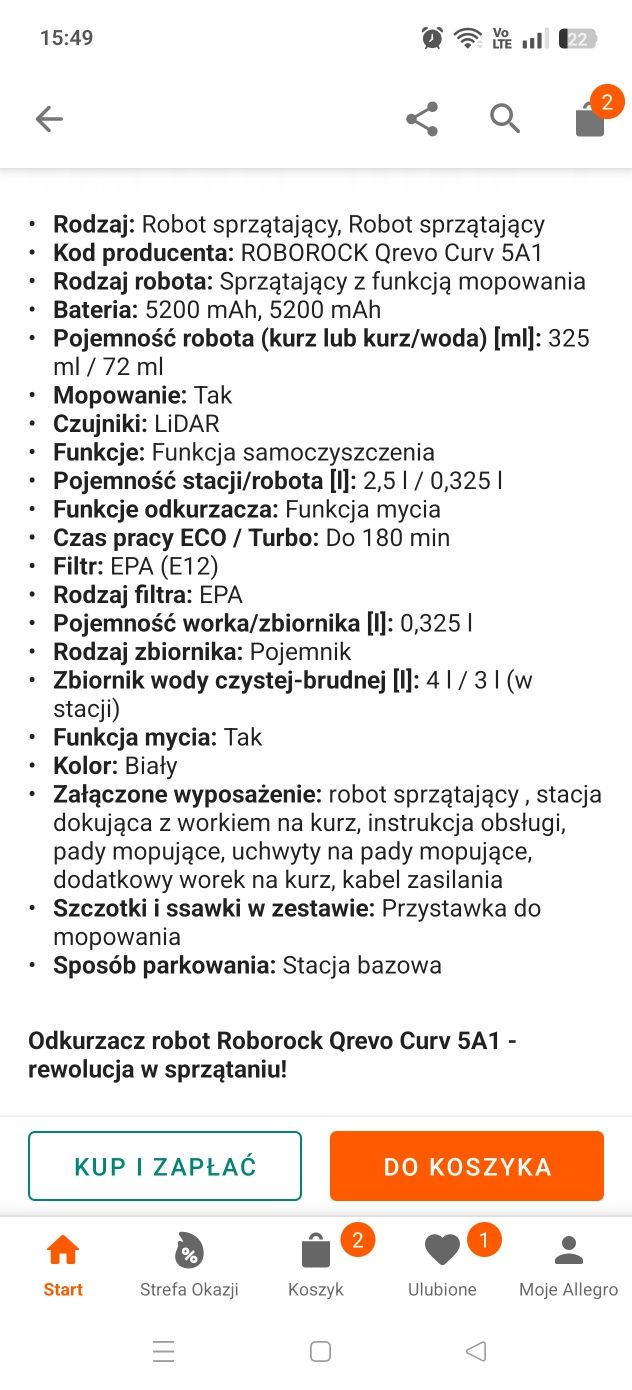 Robot Sprzątający ROBOROCK Qrevo Curv 5A1