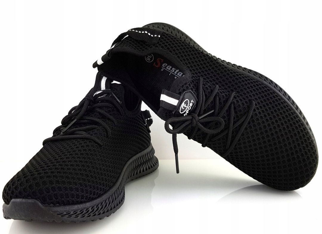 Lekkie ażurowe buty damskie sportowe wsuwane czarne 36-41. OmegaVenizi