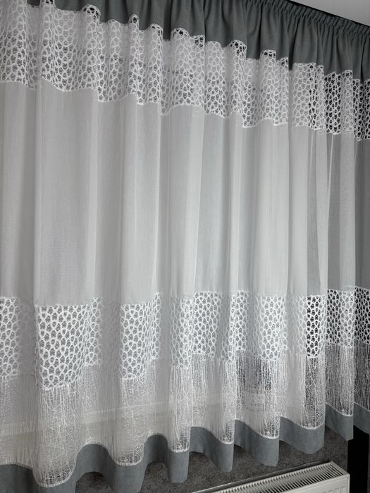 штори на кухню, тюль коротка, арка кухонна