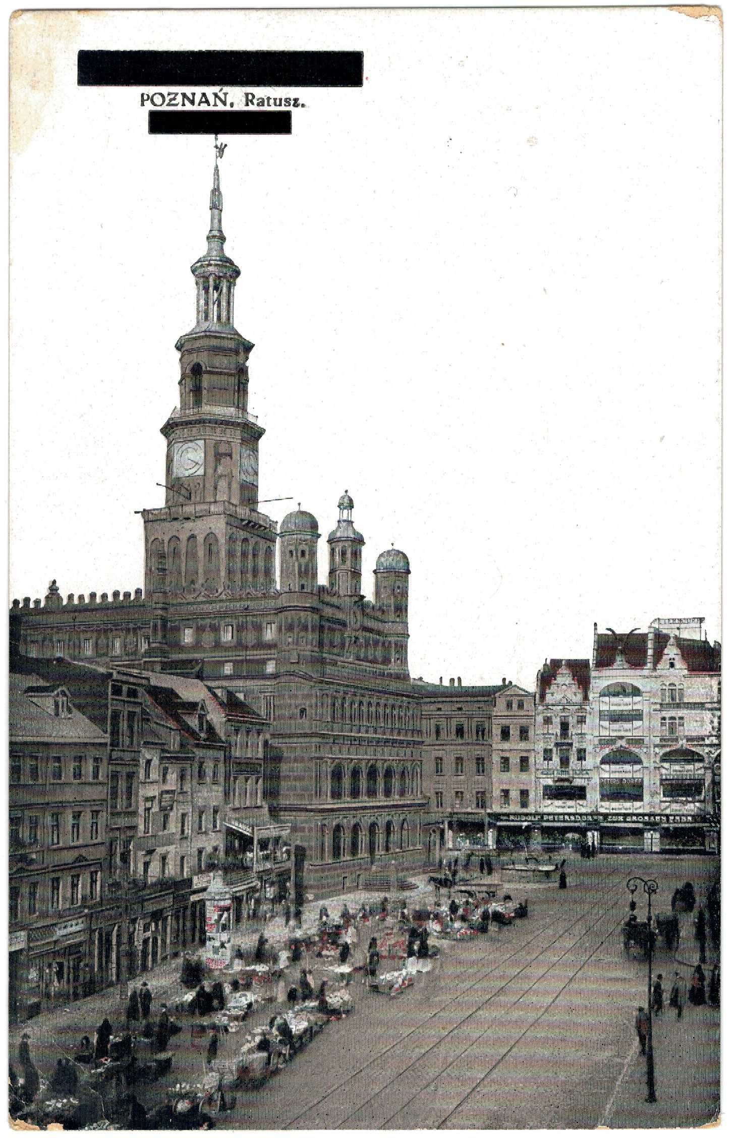 Poznań - Ratusz, rynek - 1938 rok, znaczek