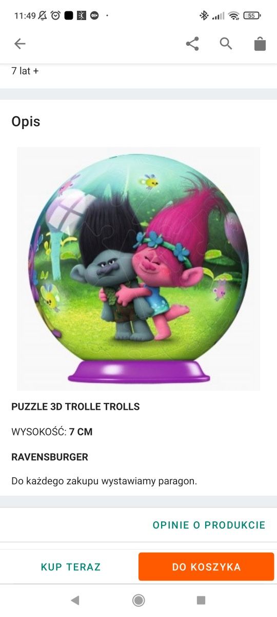 Puzzle 3D Trolle, kula, 2 sztuki