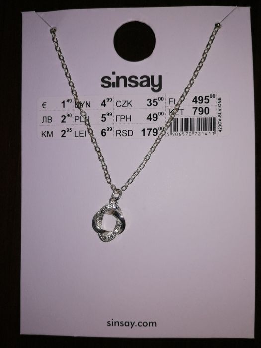 Nowy wisiorek z cyrkoniami kolor srebrny Sinsay