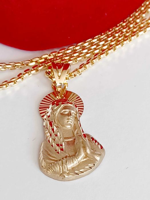 Łańcuszek złoty z medalikiem 14 karat 585