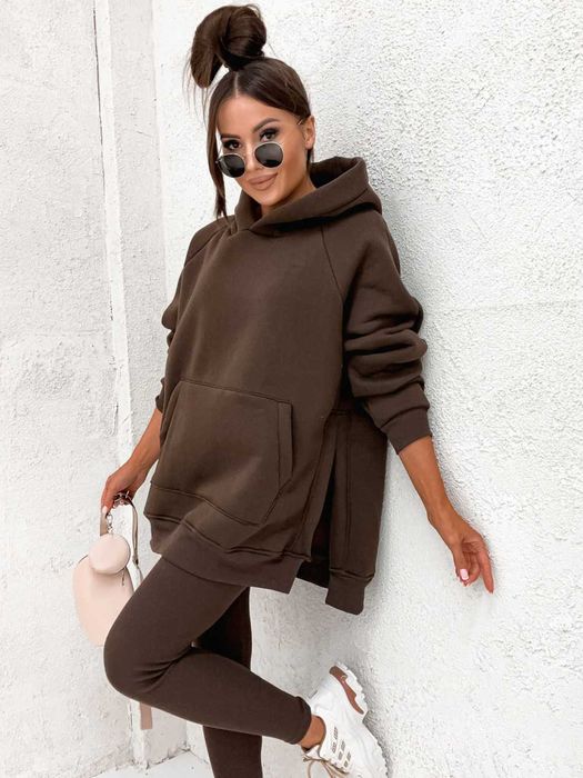 Komplet Dresowy Damski Uniwersalny Czekolada Bluza+Legginsy WYSYŁKA24H