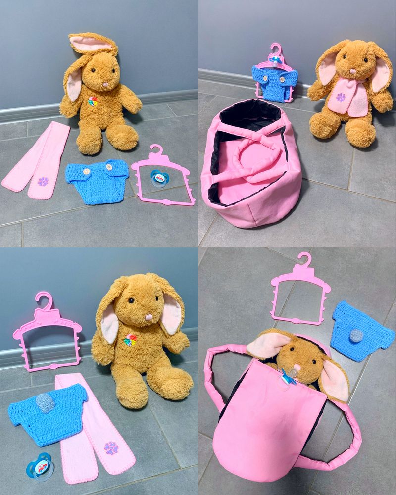 Детская игрушка «Зайка» с переноской; дитяча іграшка з колискою