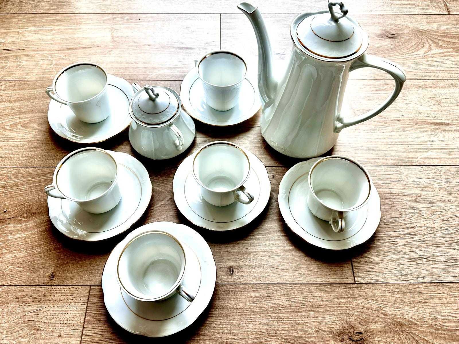 kawowy zestaw z porcelany 16 elementow stan bdb