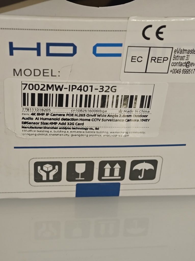 Câmara 4k com cartão de memória