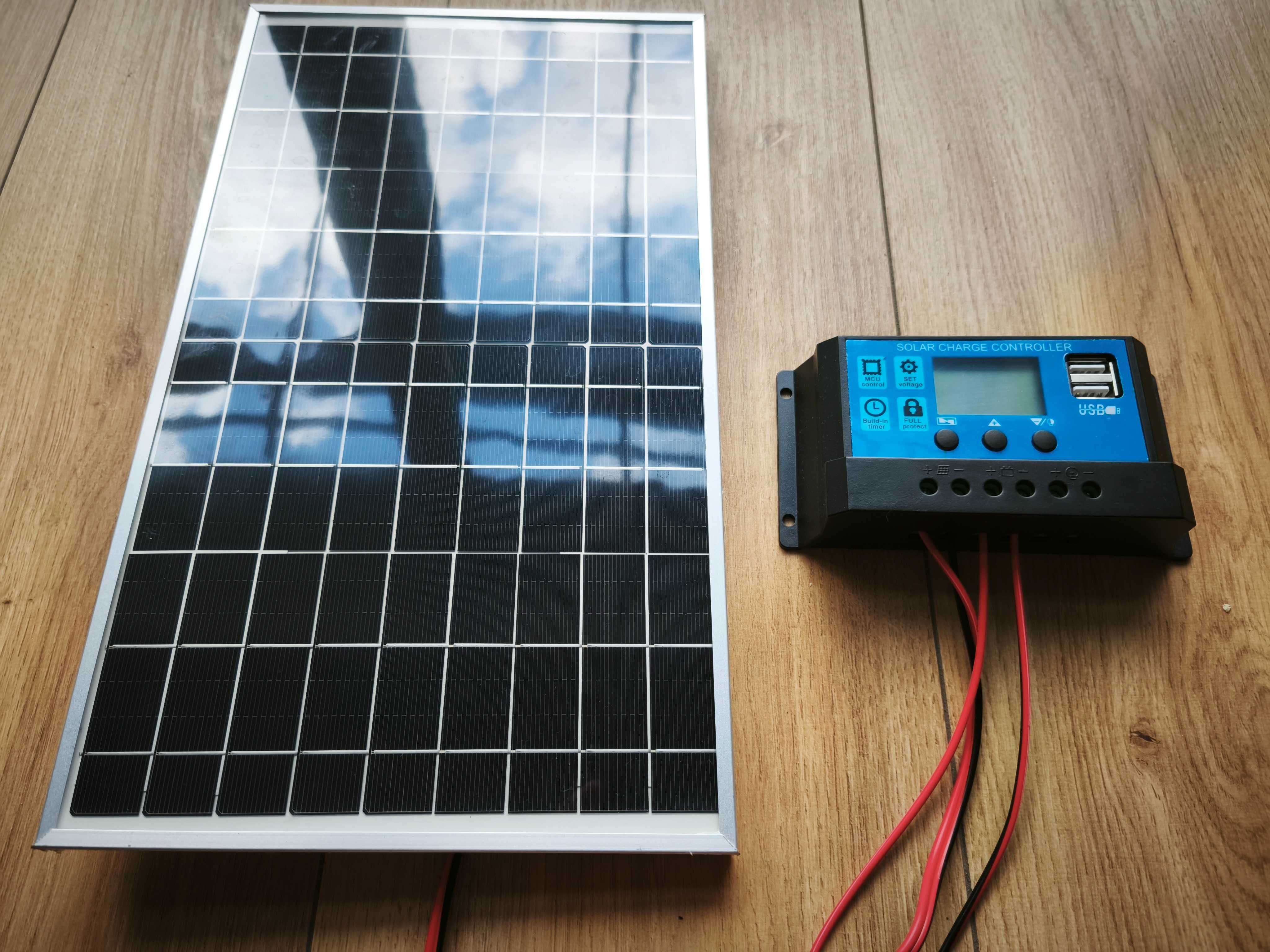 REGULATOR PWM Falownik 100A, DC 12V-18V-24V z USB + Panel PV