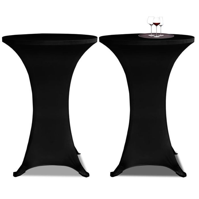 Vidaxl Obrus Na Stół Barowy, Ø 80 Cm, Czarny, Elastyczny, 2 Szt.