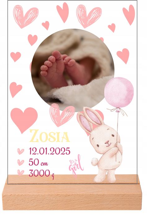 Tabliczka stojąca metryczka Dziecka Imię Data Waga Zdjęcie Prezent