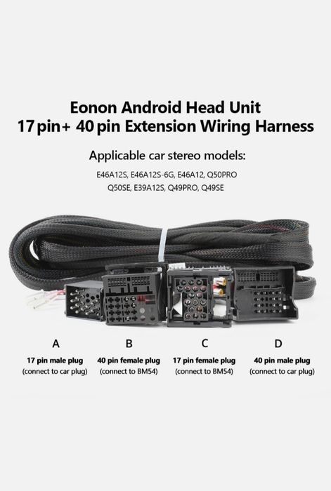 Cabo extensão Eonon A0590 40 pinos  para rádio automóvel BMW E46