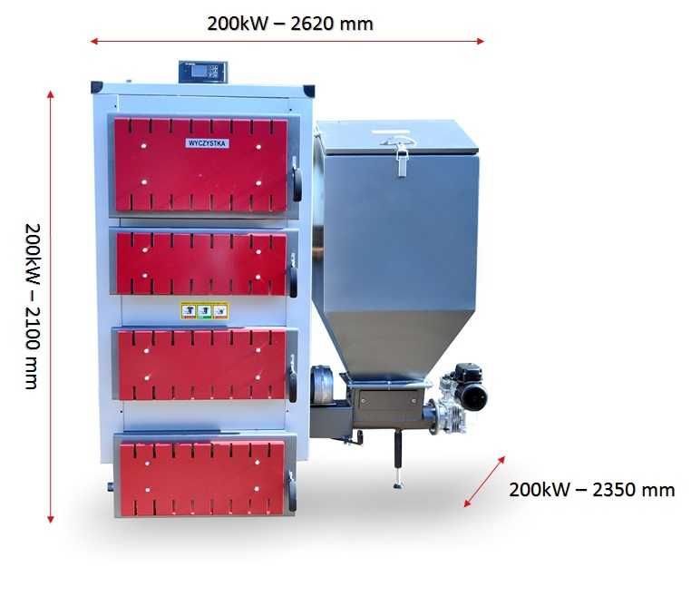 Kocioł z podajnikiem na ekogroszek 200KW KLASTER-5 5KLASA PRODUCENT