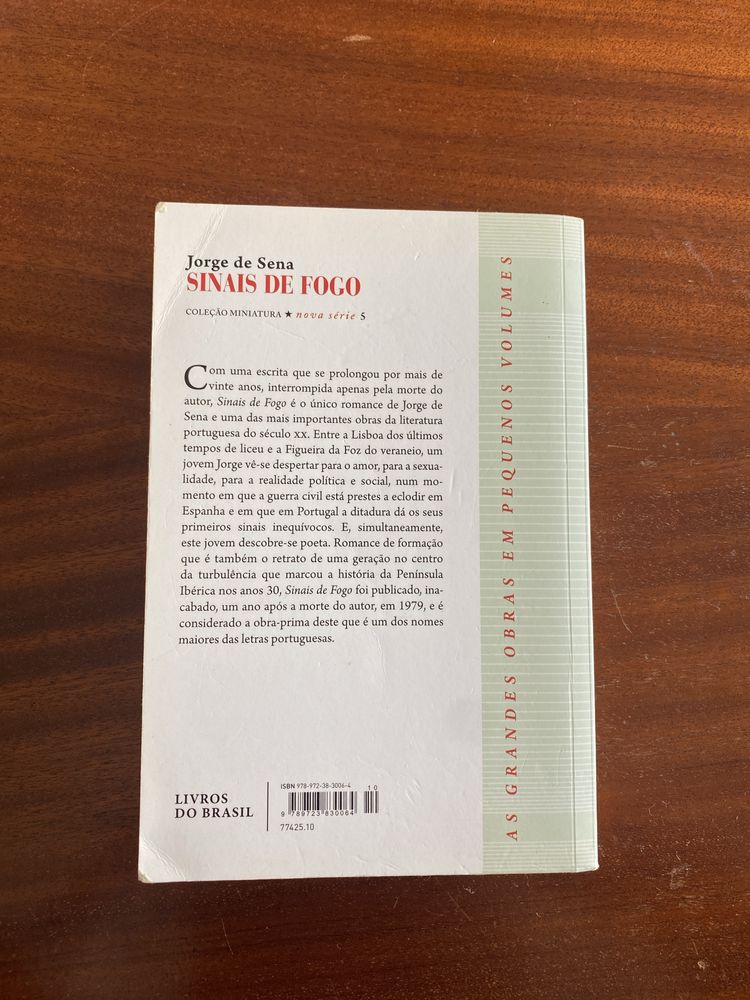 Livro Jorge de Sena - Sinais de fogo