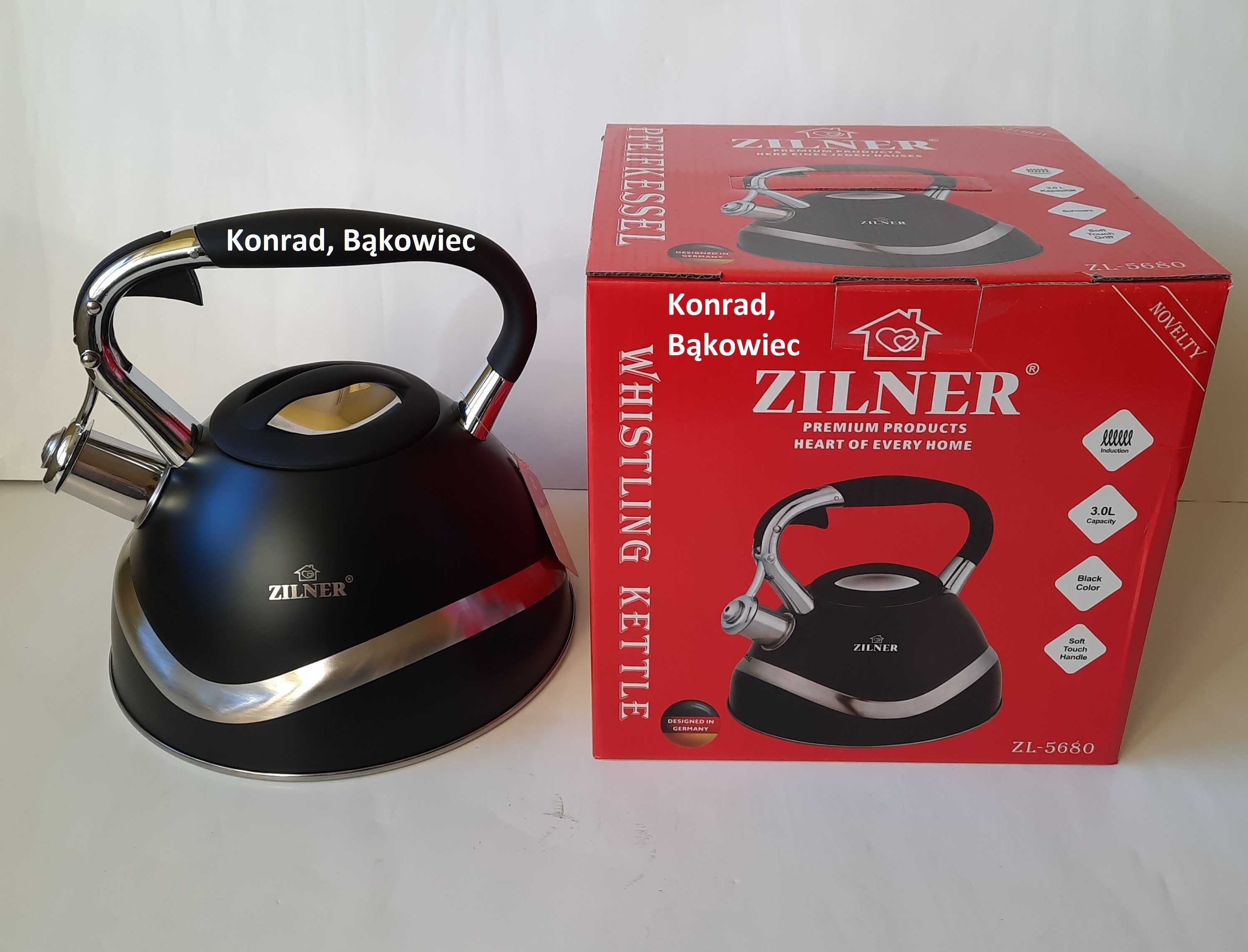 Czajnik 3L litry z gwizdkiem czarny na Gaz,Indukcję... czajniki ZILNER