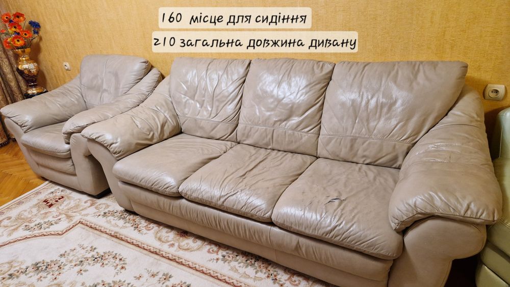 Шкіряний диван та крісло