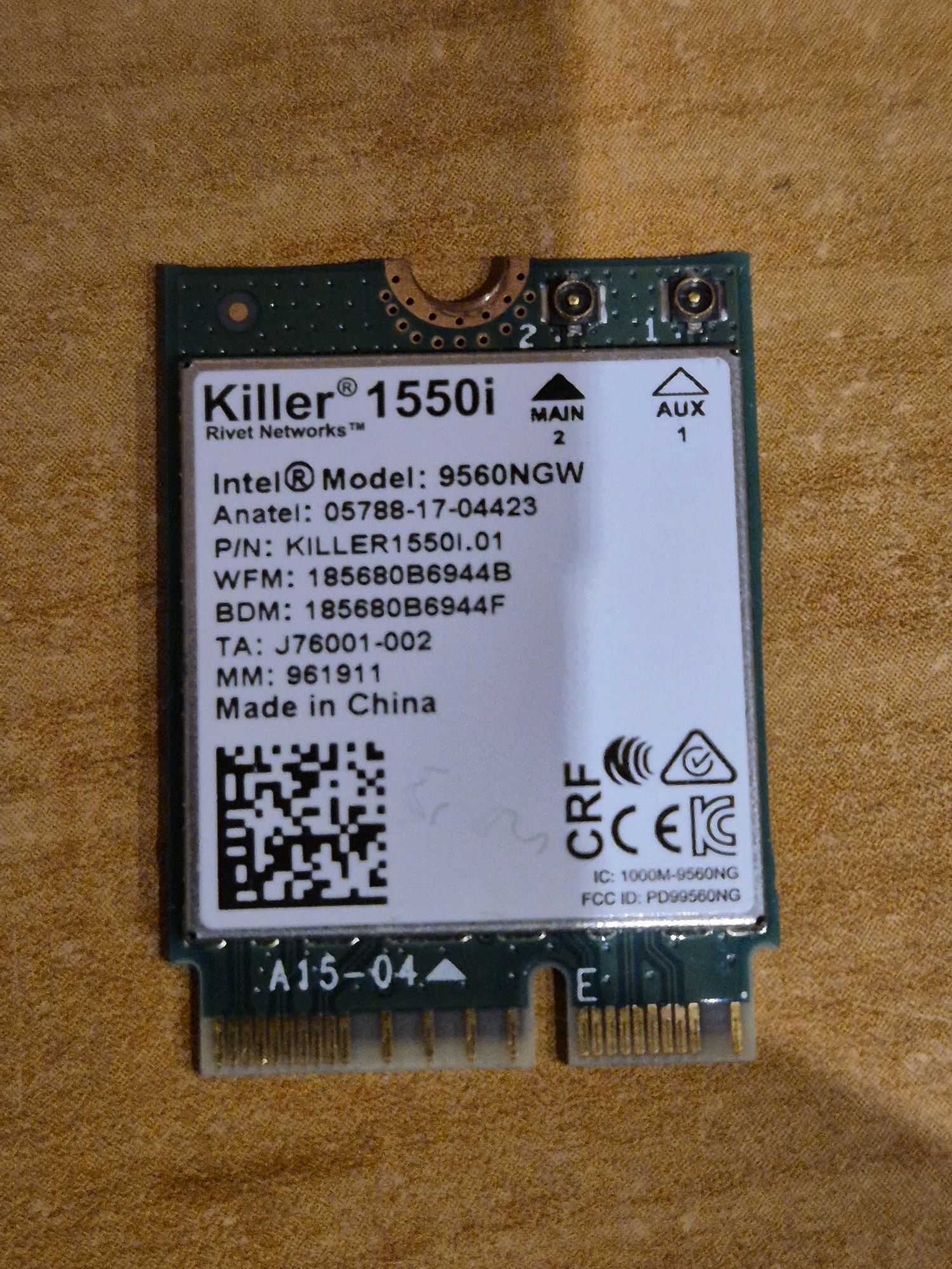 Karta Sieciowa Intel Killer AC-1550i (9560NGW) WIFI 5 Bluetooth 5.0