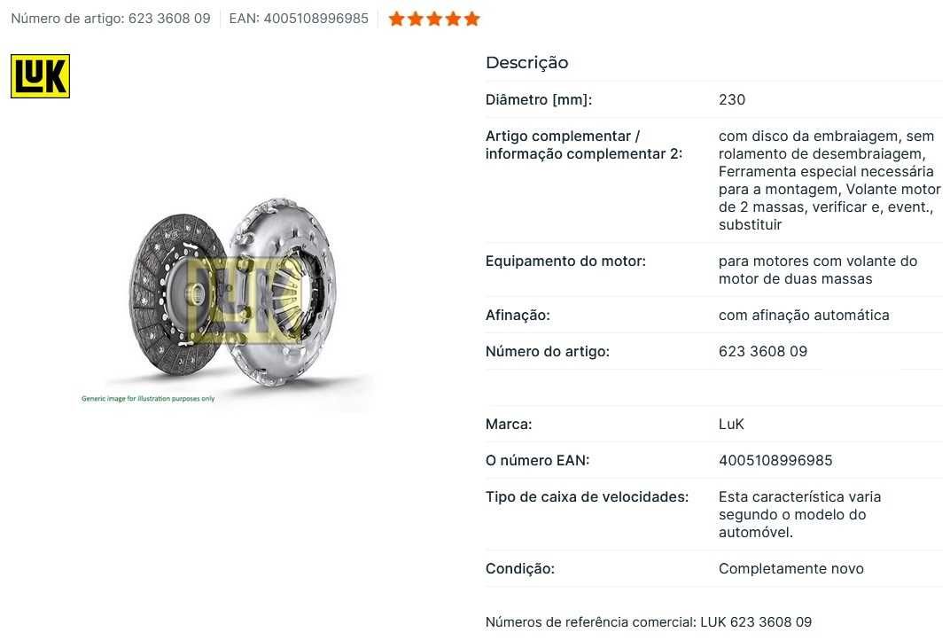 LUK Kit de embraiagem Opel NOVO