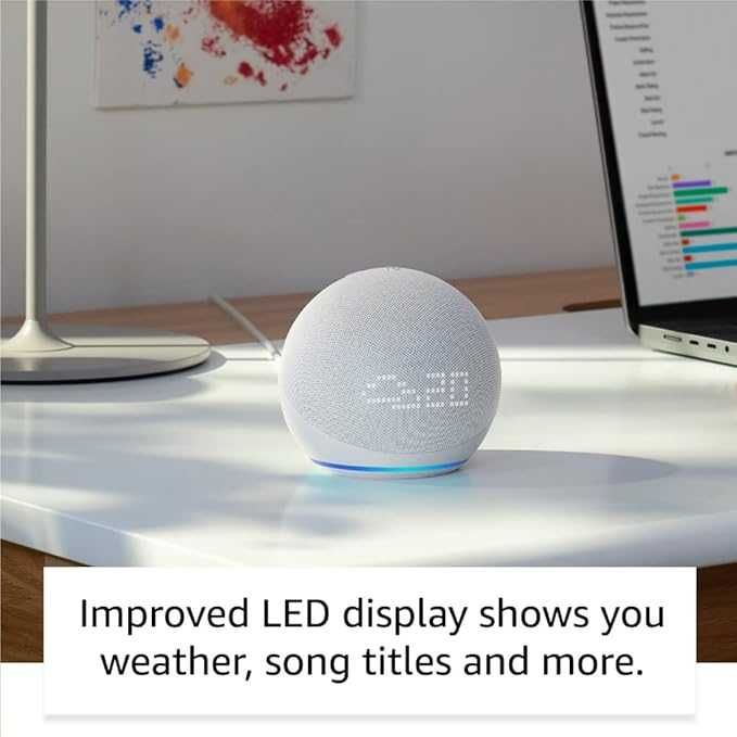 NOWY Inteligentny głośnik Amazon Echo Dot 5 z wyświetlaczem LED ALEXA