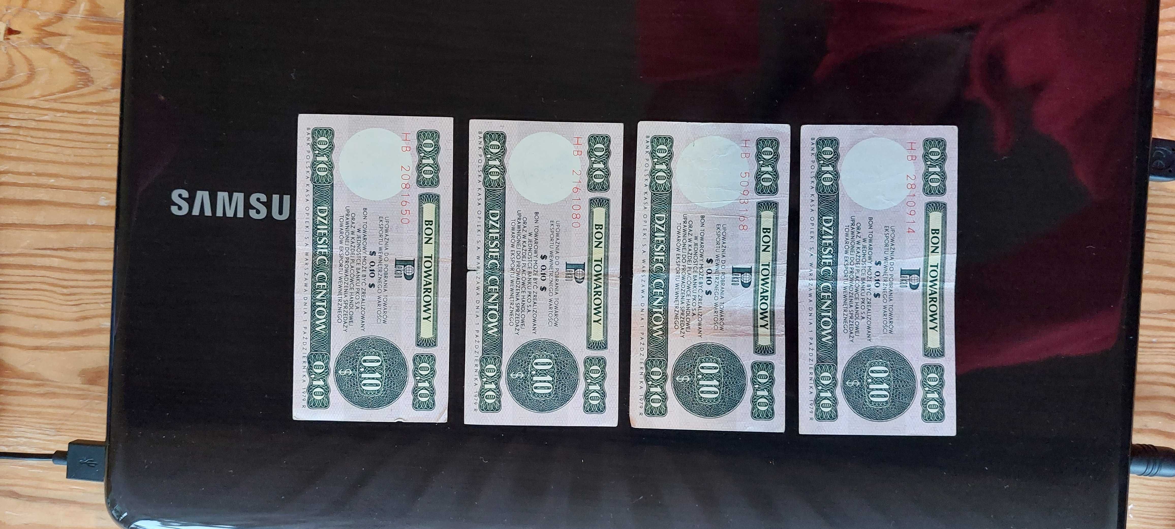 Bon towarowy 10 centów Pekao 1979 Seria HB  4 sztuki