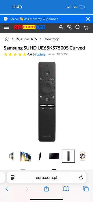 Samsung SUHD UE65KS7500S Curved Smart stan idealny