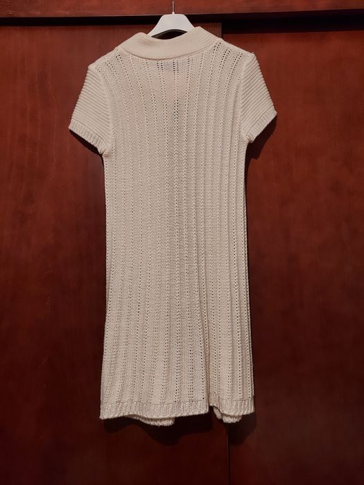 Casaco branco de malha comprido, tamanho S