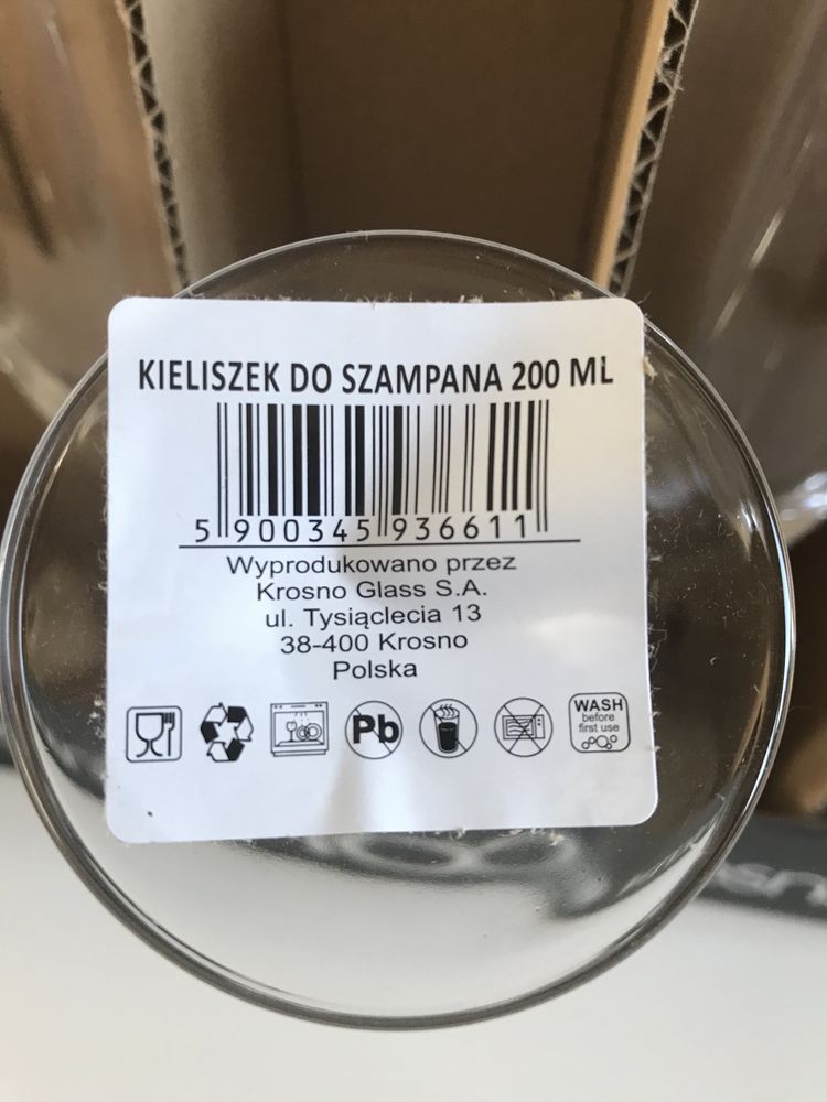 Kieliszki do szampana krosno (14 szt 3 zl szt) 200ml nowe ometkowane