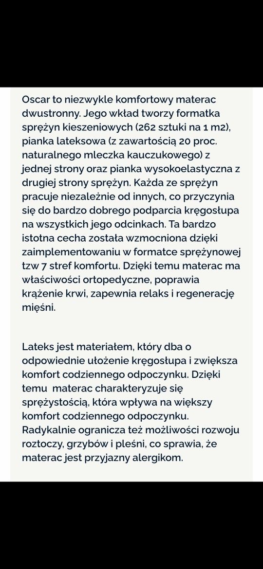 Materac 180x200 stan idealny,nowy nie używany pokrowiec