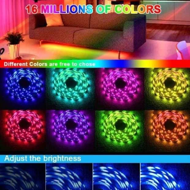 Розумна світлодіодна LED RGB стрічка 5 метрів Пульт Bluetooth Додаток