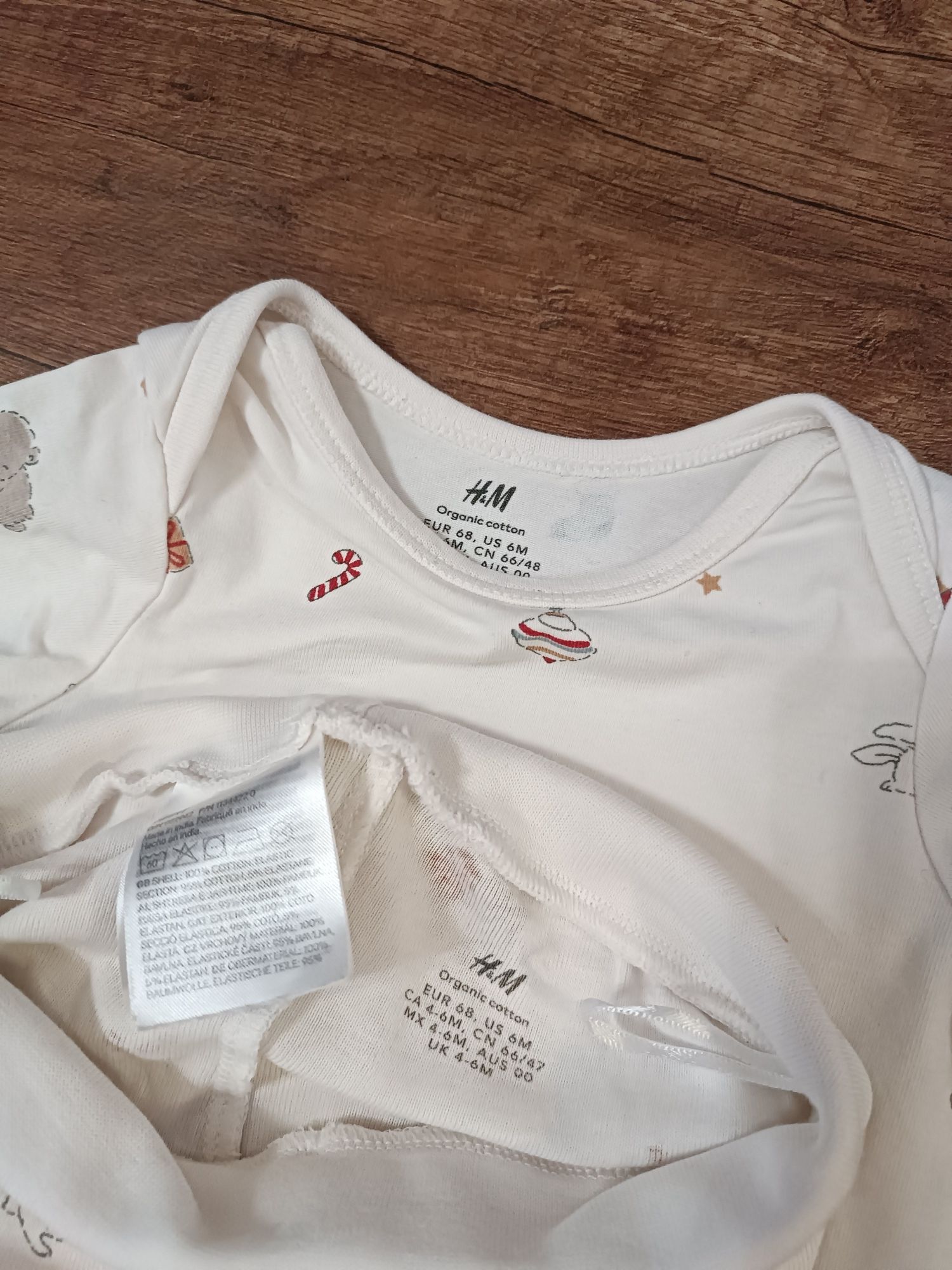 Białe Body świąteczne legginsy H&M 68 - komplet 2 szt